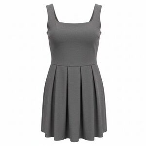 MONTEAU NWT Fit & Flare Mini Dress Grey Micro Stripe Sleeveless Academia Size M